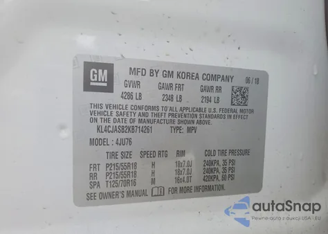 2019 Buick Encore Preferred z USA, uszkodzony, nr VIN KL4CJASB2KB714261